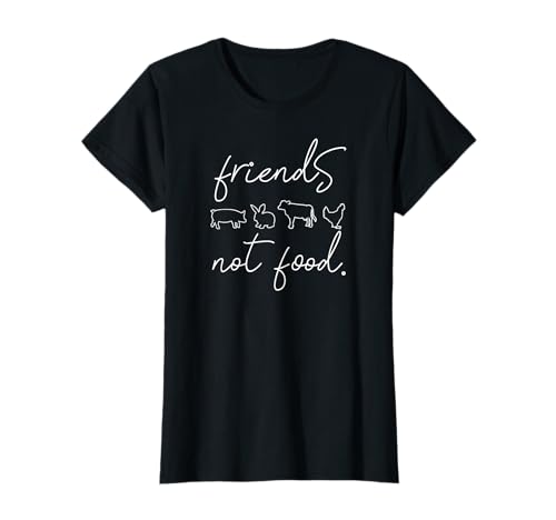 Friends not Food Veganerin Tierschutz Damen Vegan T-Shirt von Vegetarier Veganer Fleischkonsum Tierschutz Veggie