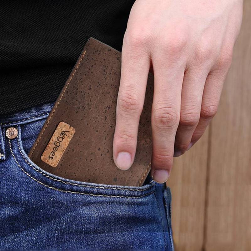 Vegane Kork Geldbörse Portemonnaie Herren Rfid Brieftasche Braun von Veggees