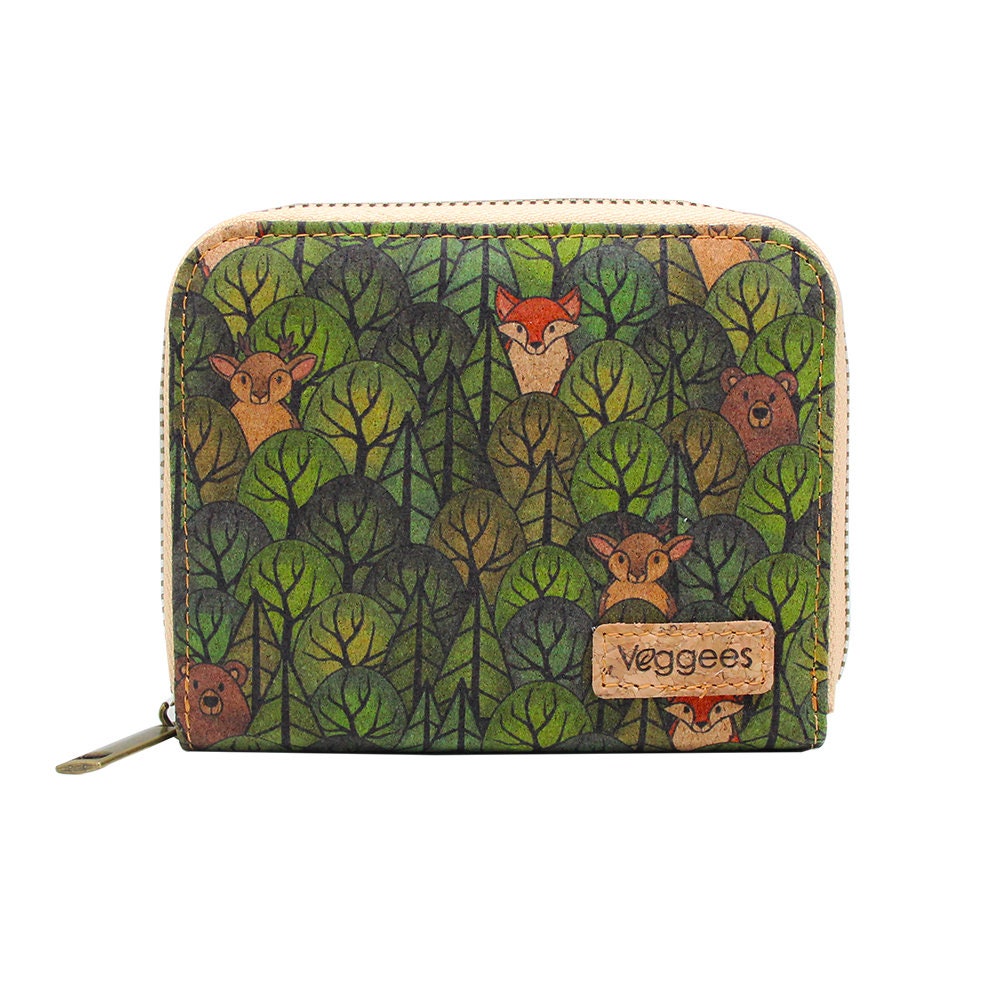 Veggees® Mini Wildtiere | Kork Portemonnaie/Geldbörse Vegan Für Damen Mit Rfid-Schutz von Veggees