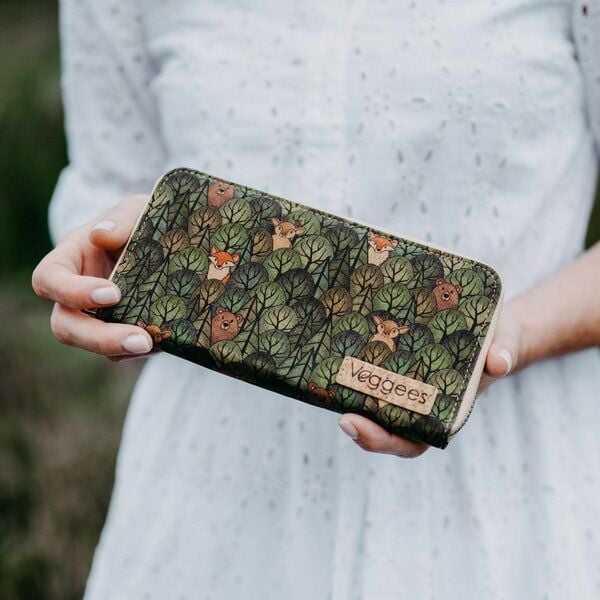 Veggees Große Damen Geldbörse aus Kork Vegan & Zero Waste | Wildlife von Veggees