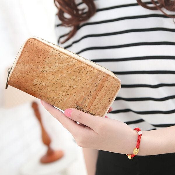 Veggees Vegane Naturkork Geldbörse "Naturell" mit RFID Schutz von Veggees