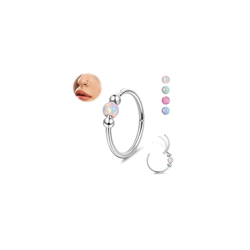 Vegolita 18G G23 Titan Nasenring für Frauen Opal Nasenring Hypoallergen Clicker Septum Nasenring Scharnier Segment Daith Helix Knorpel Tragus Hoop 8/10mm, Inner Diameter 8mm, Titan-Opal, Kreierter von Vegolita