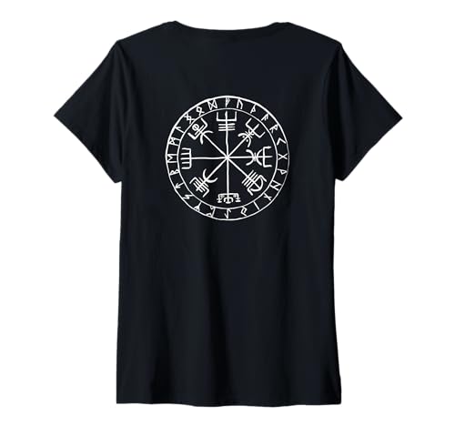Damen Vegvisir Wikinger Kompass Nordic Rune Symbol Pagan T-Shirt mit V-Ausschnitt Damen Vegvisir Wikinger Kompass Nordic Rune Symbol Pagan T-Shirt mit V-Ausschnitt von Vegvisir Nordic Viking Compass Norse Pagan Design