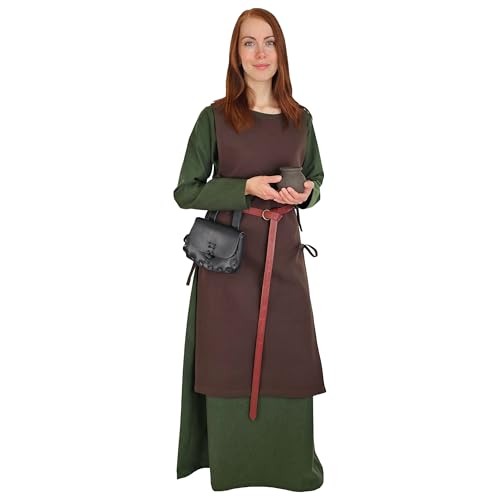 Vehi Mercatus Klassisches Wikinger ? berkleid Lykke- Baumwolle- Blau, Rot, Gr??n, Schwarz oder Braun- Mittelalter, LARP, Reenactment (Braun, XXL) von Vehi Mercatus