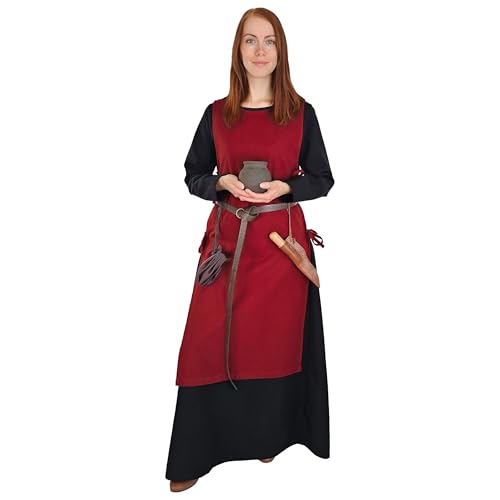 Vehi Mercatus Klassisches Wikinger ? berkleid Lykke- Baumwolle- Blau, Rot, Gr??n, Schwarz oder Braun- Mittelalter, LARP, Reenactment (Rot, S) von Vehi Mercatus