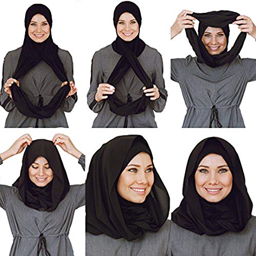 Kopftuch aus Baumwolle und Sh, sofortiger Hijab, bereit zum Tragen von Hijab für Frauen von VeilWear, Schwarz, Einheitsgröße von VeilWear