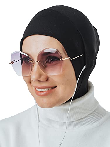 Sofort Hijab für Kopfhörer und Brille, Sport Kopftuch, gebrauchsfertig, muslimisches Zubehör für Frauen (schwarz) von VeilWear