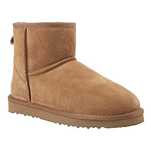 Veilante Damen Schneestiefel wasserdichte Leder Winterstiefel rutschfeste warme gefütterte Winterboots (54-Beige, numeric_40) von Veilante