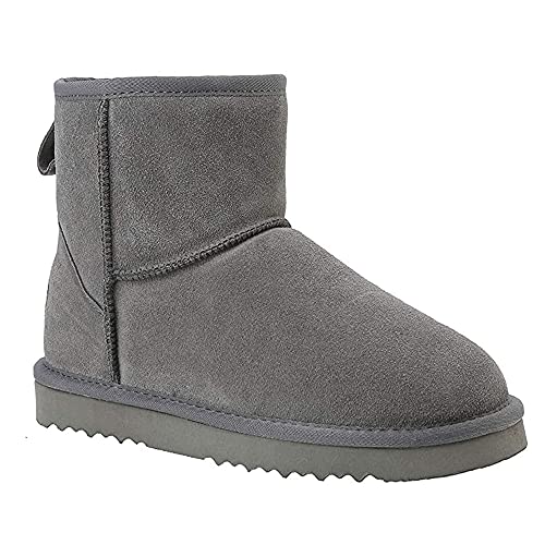 Veilante Damen Schneestiefel wasserdichte Leder Winterstiefel rutschfeste warme gefütterte Winterboots (54-Grau, numeric_36) von Veilante