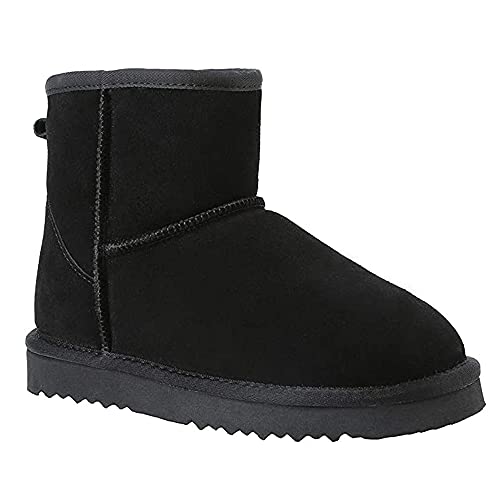 Veilante Damen Schneestiefel wasserdichte Leder Winterstiefel rutschfeste warme gefütterte Winterboots (54-Schwarz, numeric_36) von Veilante