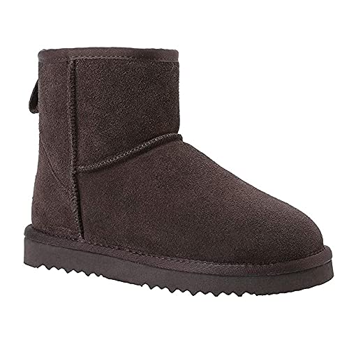 Veilante Damen Schneestiefel wasserdichte Leder Winterstiefel rutschfeste warme gefütterte Winterboots (54-Braun, numeric_38) von Veilante