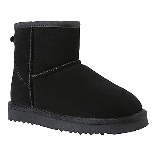 Veilante Damen Schneestiefel wasserdichte Leder Winterstiefel rutschfeste warme gefütterte Winterboots (54-Schwarz, numeric_37) von Veilante