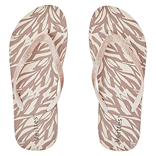 Veittes Damen Flip Flops Sandalen Druck Slide Schuhe.(2239002,GD/WL,40.5) von Veittes