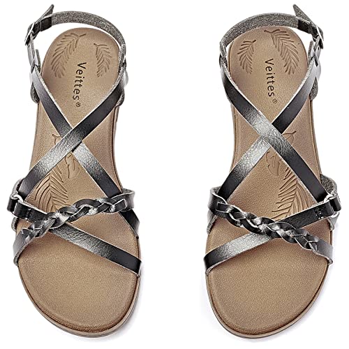 Veittes Damen Slide Sandalen - Strap Mädchen Sommerschuhe.(2207023,BK/PU,42) von Veittes