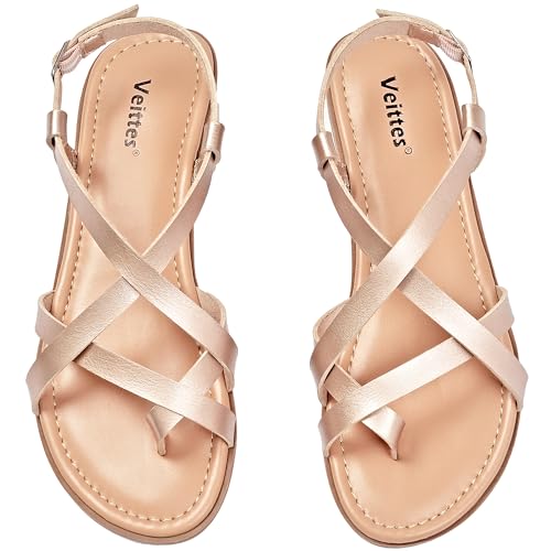 Veittes Frauen Slide Sandalen - Modische Slip-On-Schnürschuhe für Frühling und Sommer.(2307028,GD/MF,38.5) von Veittes