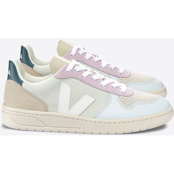 VEJA Herren Freizeitschuhe V-10 SUEDE JADE_WHITE-MULTICO von Veja