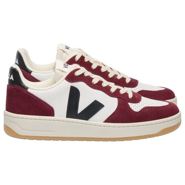 Veja Damen-Sneaker V-10 Prime Leather White Black Amarante von Veja