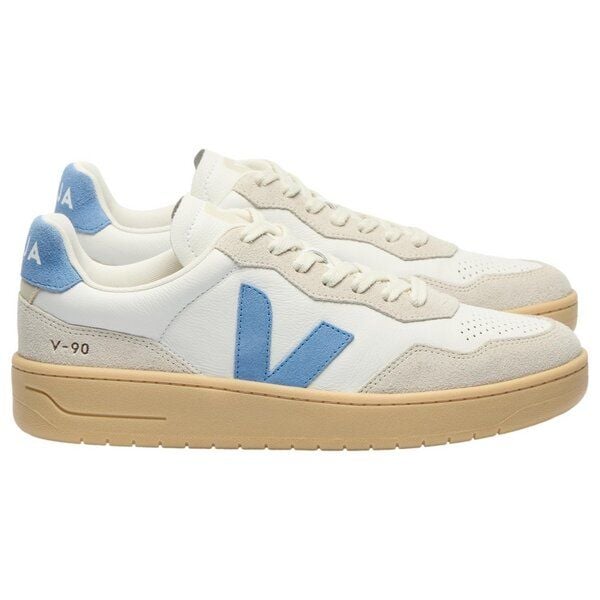 Veja Damen-Sneaker V-90 OT Leather Extra White Aqua Natural von Veja