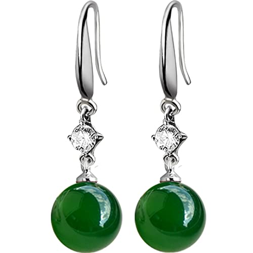 Ethnische Ohrringe925 Splitter Smaragd Jade Schmuck Ohrringe Natürlicher grüner Achat Chalcedon Edelstein Tropfen Granat Diamant for Frauen (Gem Color : Red) (Size : Green) von VekkEr