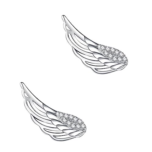 Ohrringe Silber, Ohrringe for Damen, 1 Paar Sterlingsilber-Ohrringe, Engelsflügel, Ohrkriecher, Ohrschmuck for Frauen, Kletterkristallflügel, Ohrclips, Ohrclips von VekkEr