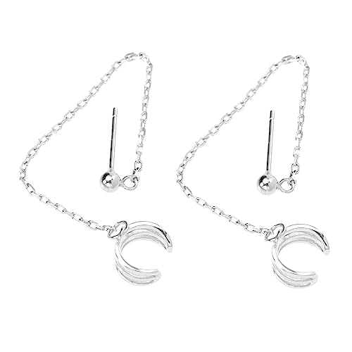 Ohrringe Silber, Ohrringe for Damen, 1 Paar runde Perlen, Ohrclips, Hängeohrringe, Damenohrringe, Ohrstecker, Hochzeit, Quastenkette, Ohrstecker, Kettenohrringe von VekkEr