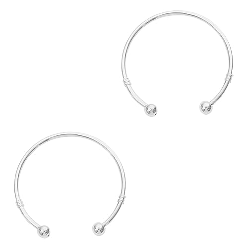 Sterling-Silber-Armband, 925-Silber-Armband, 2 verstellbare Sterling-Armreifen, Armbänder for Damen, Sterling-Armreif, Silber-Accessoires, Sterling-Silber-Schmuck ( Color : Silver , Size : Mediumx3pcs von VekkEr