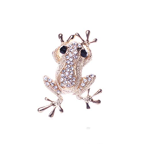 Vektenxi Premium Qualität Kristall Frosch Brosche Legierung Tierform Unisex Emaille Pins Kleidung Zubehör, Gold von Vektenxi