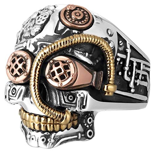 Vektenxi Steampunk Schädel Ringe für Männer Frauen Biker Schmuck Cool Gothic Golden Sugar Skull 10 Langlebig und praktisch von Vektenxi