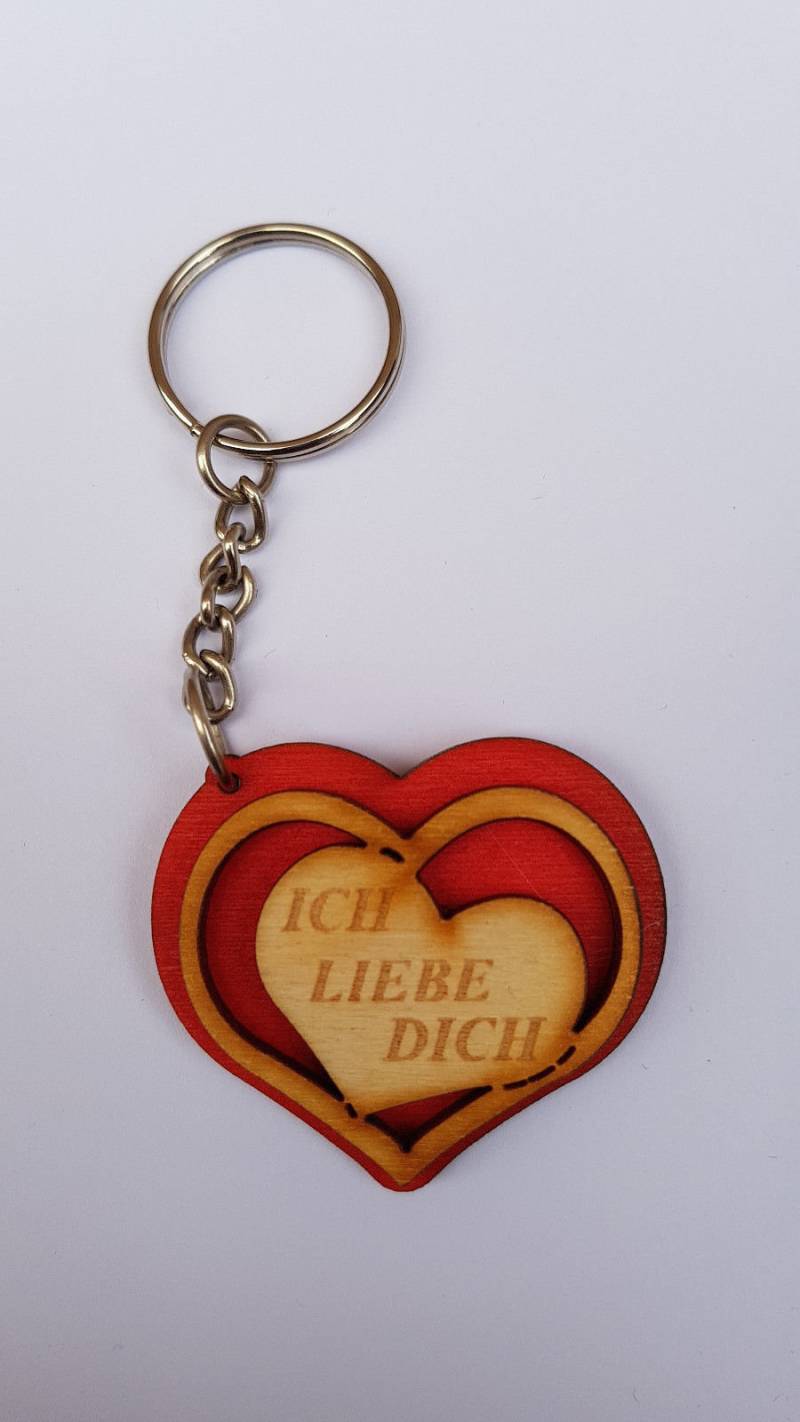 Schlüsselanhänger Aus Holz Mod.herz Ich Liebe Dich von VelascoBrandmalerei