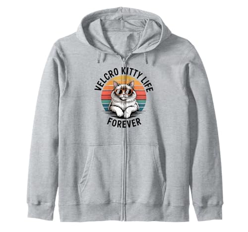Klettverschluss-Katzenleben-Katze, Herren, Damen, Kinder, Geschenk Kapuzenjacke Klettverschluss-Katzenleben-Katze, Herren, Damen, Kinder, Geschenk Kapuzenjacke von Velcro Kitty Life Forever