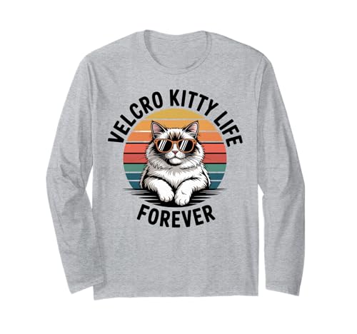 Klettverschluss-Katzenleben-Katze, Herren, Damen, Kinder, Geschenk Langarmshirt Klettverschluss-Katzenleben-Katze, Herren, Damen, Kinder, Geschenk Langarmshirt von Velcro Kitty Life Forever