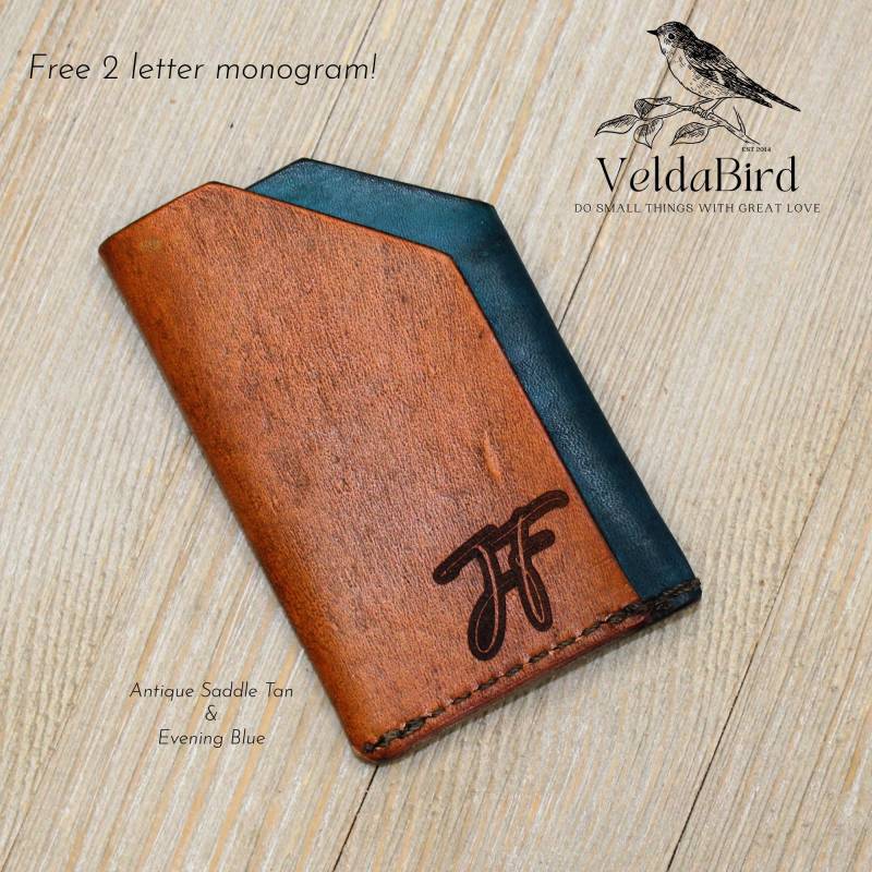 Aislin Handmade Personalisierte Leder Minimalist Brieftasche - Kostenloses Monogramm Aislin Handmade Personalisierte Leder Minimalist Brieftasche - Kostenloses Monogramm von VeldaBird