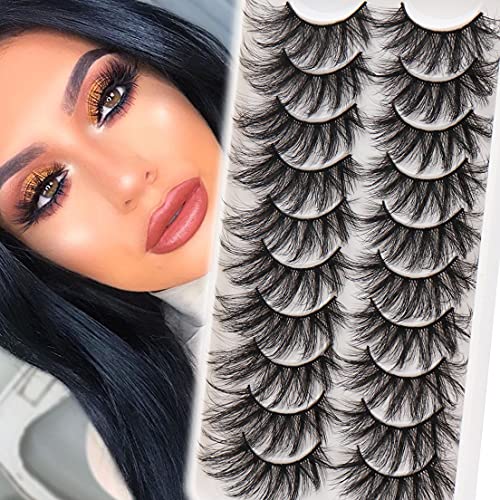 Veleasha Lashes Fluffy Wispy Faux Mink Eyelashes Criss-cross Falsche Wimpern 10 Paar Pack Falsche Wimpern für Frauen (6D60) von Veleasha