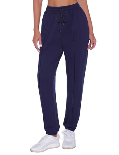 VellnaMiee Jogginghose Damen Sporthose mit Tasche und Verstellbaren Kordelzügen Lang Baumwolle Trainingshose Freizeithose Blau XL von VellnaMiee