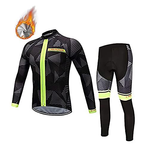 VeloZenith Fahrradbekleidung Herren Winter Set,Herren Fahrrad Jacke + Hose Set Warmes und Winddichtes Design Fahrradtrikot,Radtrikot Herren Langarm für Outdoor-Aktivitäten wie Radfahren, Klettern(XL) von VeloZenith