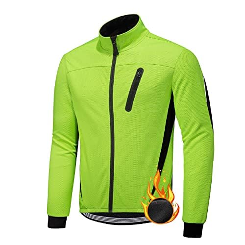VeloZenith Fahrradjacke Herren Winter Wasserdicht Thermo Atmungsaktiv Reflektierend MTB Radjacke Herren Winter für Outdoor,Radfahren,Trekking,Klettern(Grün, L) von VeloZenith