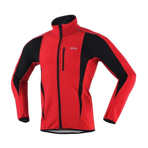 VeloZenith Fahrradjacke Herren Winter Wasserdicht Thermo Atmungsaktiv Reflektierend MTB Radjacke Herren Winter für Outdoor,Radfahren,Trekking,Klettern(Rot, L) von VeloZenith