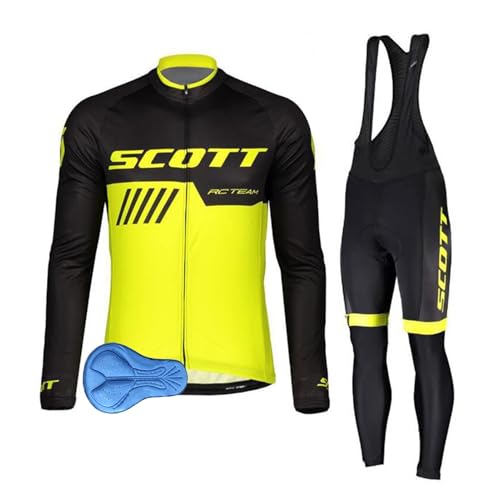 VeloZenith Herren Radtrikot Fahrradbekleidung Set Winter Fleece Fahrrad Anzüge mit 3D Silikon Gepolsterten für Radsport MTB Outdoor (Gelb M) von VeloZenith