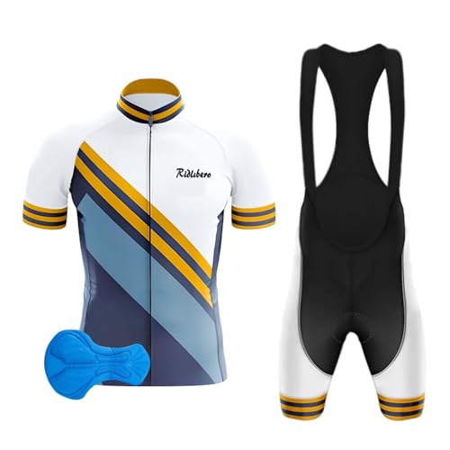 VeloZenith Herren Radtrikot Set Kurzarm Trikot 3D gepufferte Radhose Rennrad Fahrradbekleidung Sommer Atmungsaktives Radtrikot+Fahrrad Rennrad Lätzchen Short Set MTB Weiß M von VeloZenith