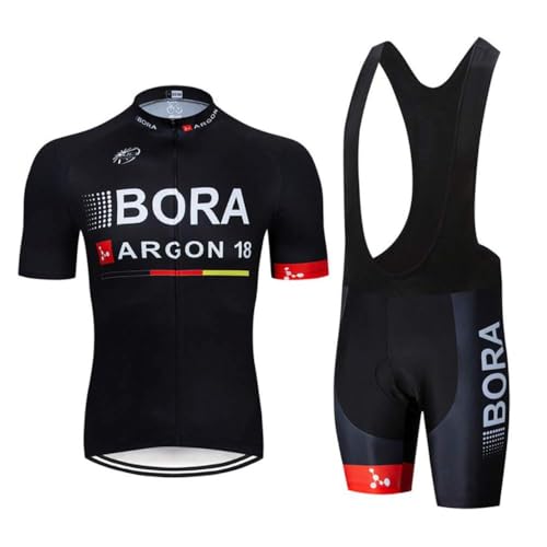 VeloZenith Herren Radtrikot Set Kurzarm mit 3D Sitzpolster für MTB Rennrad Fahrrad Jersey + Bib Shorts Radsportanzug M - 4XL (Schwarz, L) von VeloZenith