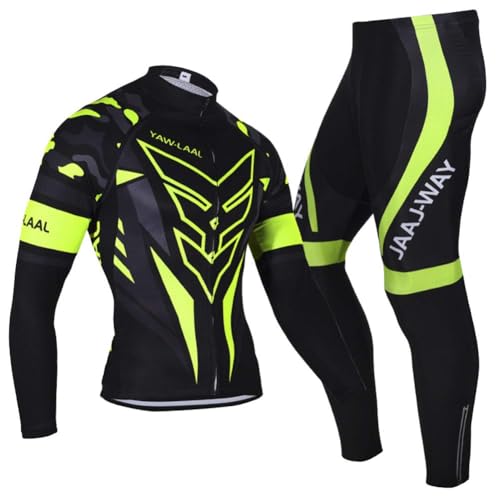VeloZenith Herren Thermo Fahrradtrikot Set Winter Thermo Fahrrad Jacke + Hose Set wasserdicht Winddicht Atmungsaktiv Fahrradhose Lang mit 3D Sitzpolster für Outdoor Radfahren(3XL) von VeloZenith