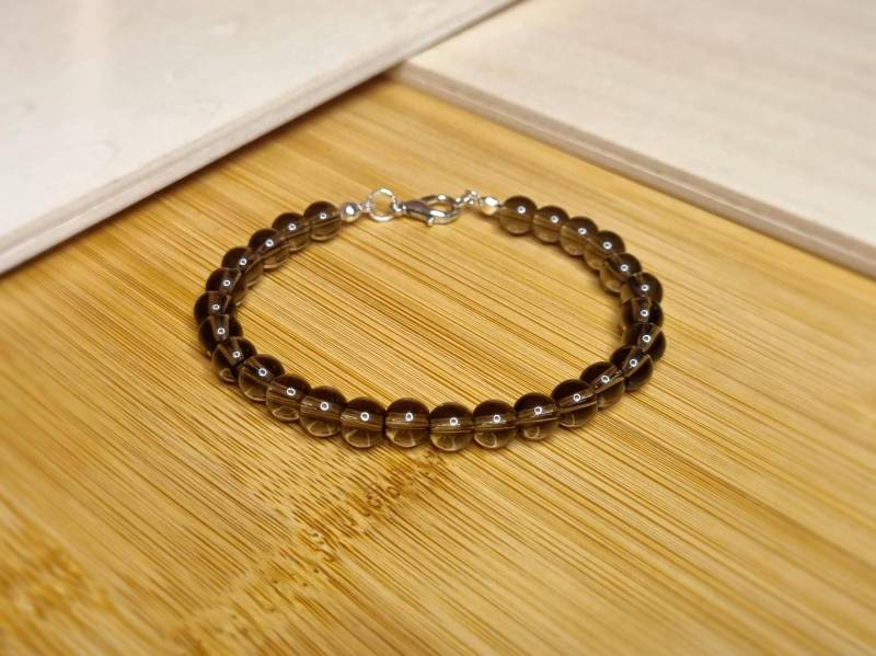 Echtes Rauchquarz Edelsteinarmband Mit Grau-Braunen 6mm Perlen Karabinerverschluss - Gesundheit Schutz Kraftarmband Für Geduld von VeloraBoutique