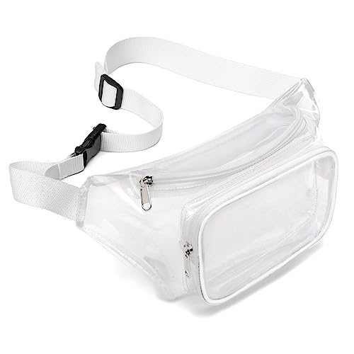 Veluckin Transparente Gürteltasche, Crossbody-Hüfttasche für Damen und Herren, wasserdichte Gürteltasche zum Laufen, Wandern, Reisen, 01-weiß von Veluckin