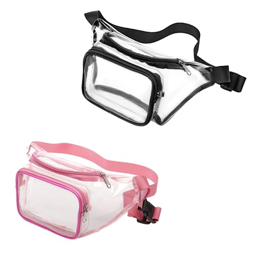 Veluckin Transparente Gürteltasche, Crossbody-Hüfttasche für Damen und Herren, wasserdichte Gürteltasche zum Laufen, Wandern, Reisen, 02-schwarz+rosa von Veluckin