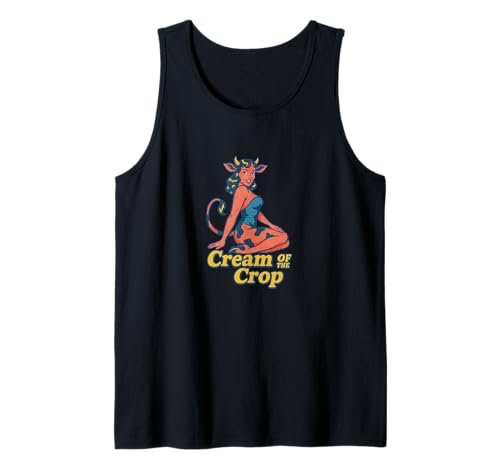Cow Girl Pinup Retro-Rinder-Käsekuchen Cream of The Crop Tank Top von Velvet Pasture Studio Creams