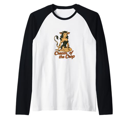 Cow Girl Pinup Retro-Rinder-Käsekuchen Cream of The Crop Raglan von Velvet Pasture Studio Fursona