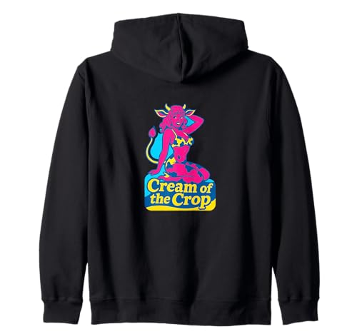 Cow Girl Pinup Retro-Rinder-Käsekuchen Cream of The Crop Kapuzenjacke von Velvet Pasture Studio Loves
