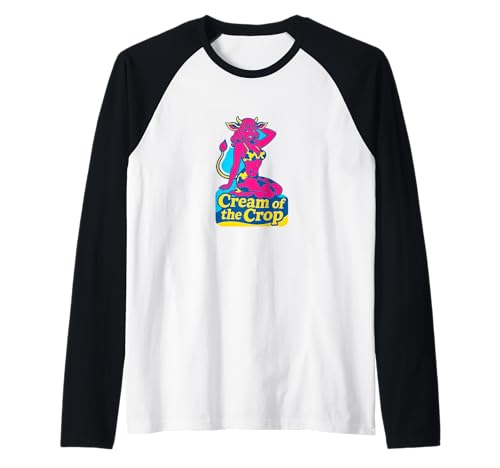 Cow Girl Pinup Retro-Rinder-Käsekuchen Cream of The Crop Raglan von Velvet Pasture Studio Loves