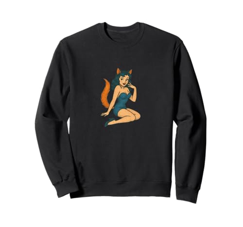 Retro Katze Mädchen Pinup Vintage Katze Burlesque Halloween Sweatshirt von Velvet Whisker Studio Girlz