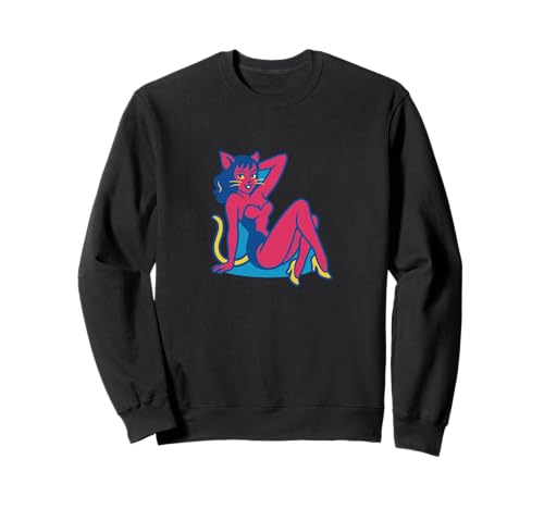 Retro Katze Mädchen Pinup Vintage Katze Burlesque Halloween Sweatshirt von Velvet Whisker Studios Arts
